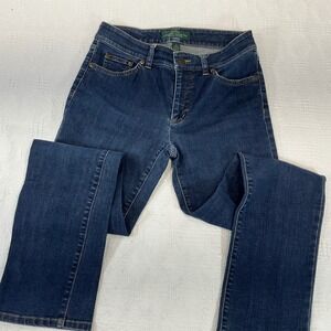 Lauren Ralph Lauren LRL Straight Leg Jeans Dark Wash Blue Womens 2 Stretch
